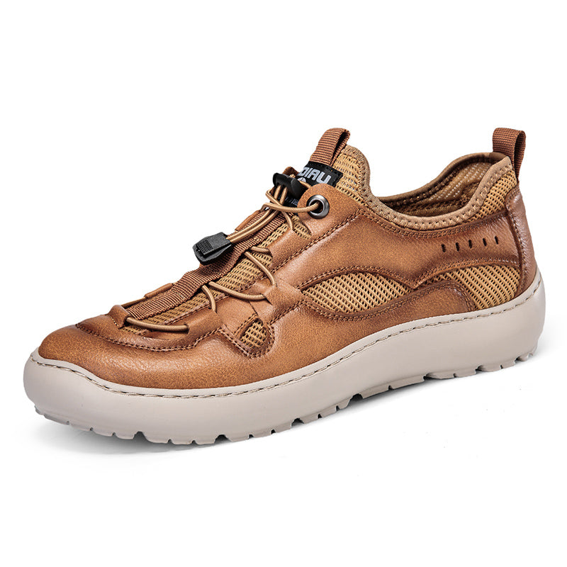 (⏰ Last Day 70% OFF 🔥)Men's Classic Leather Mesh Hiking Shoes - Slip-On, Breathable, Slip-Resistant, Wide Toe Box with Arch Support
