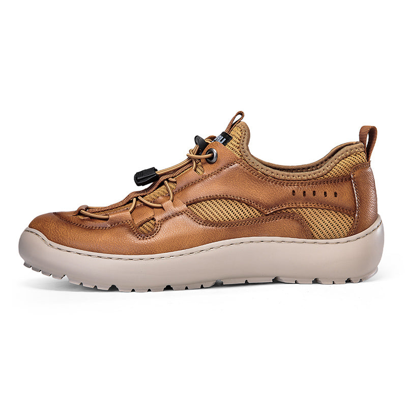 (⏰ Last Day 70% OFF 🔥)Men's Classic Leather Mesh Hiking Shoes - Slip-On, Breathable, Slip-Resistant, Wide Toe Box with Arch Support