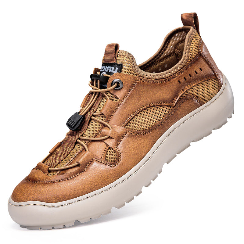 (⏰ Last Day 70% OFF 🔥)Men's Classic Leather Mesh Hiking Shoes - Slip-On, Breathable, Slip-Resistant, Wide Toe Box with Arch Support