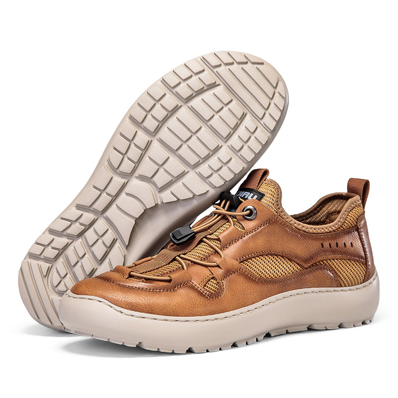 (⏰ Last Day 70% OFF 🔥)Men's Classic Leather Mesh Hiking Shoes - Slip-On, Breathable, Slip-Resistant, Wide Toe Box with Arch Support