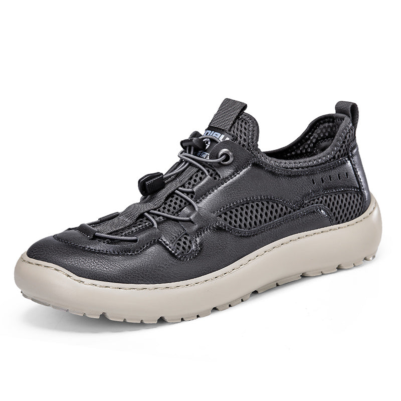 (⏰ Last Day 70% OFF 🔥)Men's Classic Leather Mesh Hiking Shoes - Slip-On, Breathable, Slip-Resistant, Wide Toe Box with Arch Support
