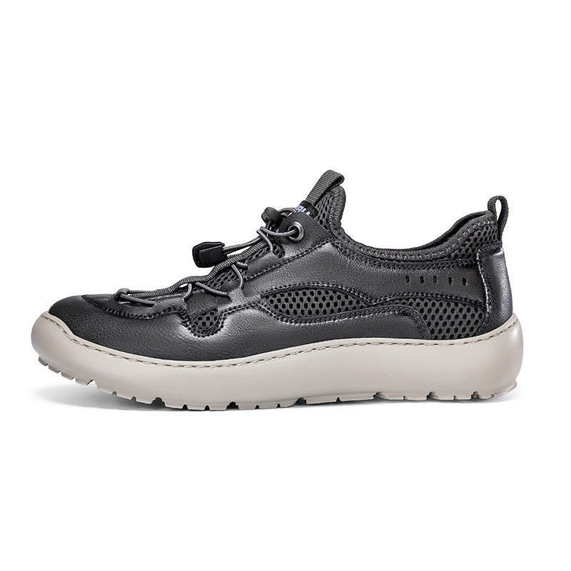 (⏰ Last Day 70% OFF 🔥)Men's Classic Leather Mesh Hiking Shoes - Slip-On, Breathable, Slip-Resistant, Wide Toe Box with Arch Support