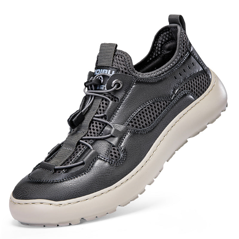 (⏰ Last Day 70% OFF 🔥)Men's Classic Leather Mesh Hiking Shoes - Slip-On, Breathable, Slip-Resistant, Wide Toe Box with Arch Support