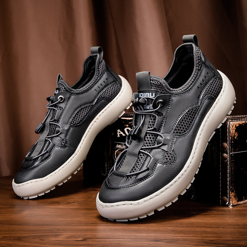 (⏰ Last Day 70% OFF 🔥)Men's Classic Leather Mesh Hiking Shoes - Slip-On, Breathable, Slip-Resistant, Wide Toe Box with Arch Support