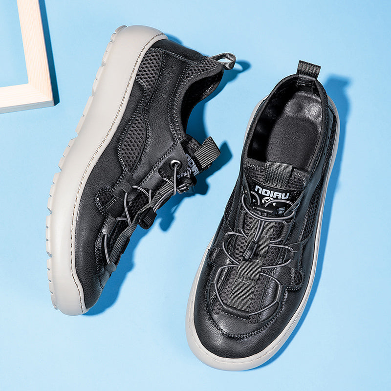 (⏰ Last Day 70% OFF 🔥)Men's Classic Leather Mesh Hiking Shoes - Slip-On, Breathable, Slip-Resistant, Wide Toe Box with Arch Support