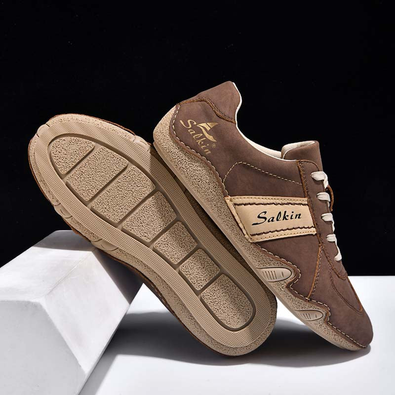 Men's Suede Casual Boots - Lace-Up, Waterproof, Wide Toe Box with Arch Support