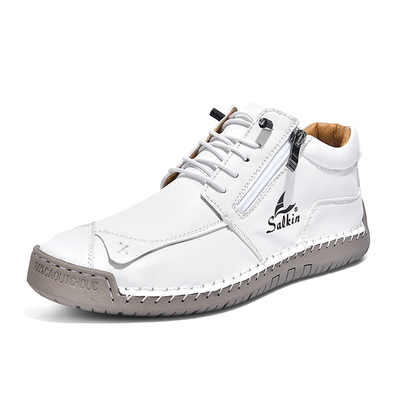 Men's Suede Casual Boots - Side Zipper, Waterproof, Wide Toe Box with Arch Support