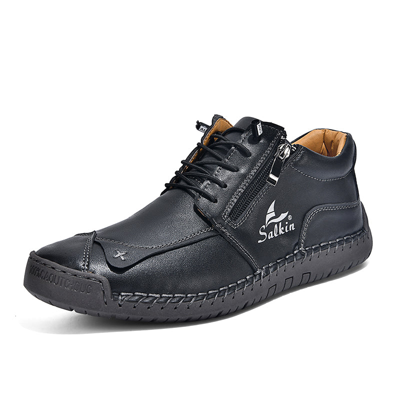 Men's Suede Casual Boots - Side Zipper, Waterproof, Wide Toe Box with Arch Support