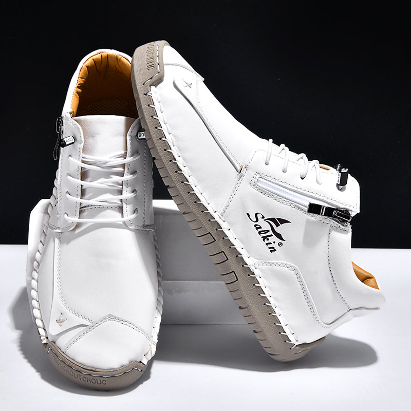 Men's Suede Casual Boots - Side Zipper, Waterproof, Wide Toe Box with Arch Support