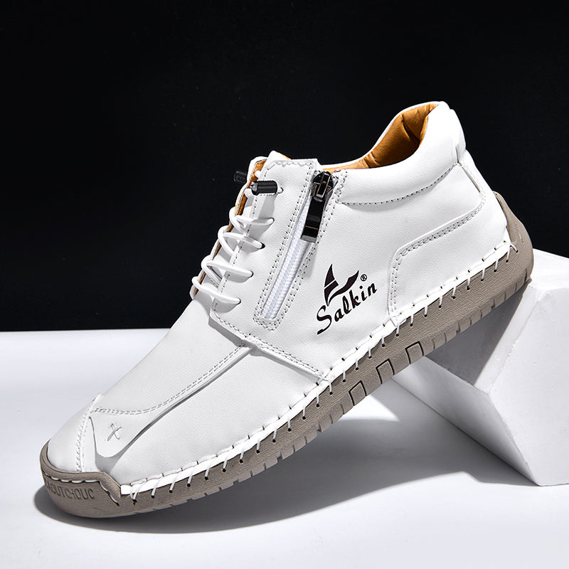 Men's Suede Casual Boots - Side Zipper, Waterproof, Wide Toe Box with Arch Support