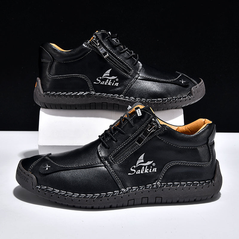 Men's Suede Casual Boots - Side Zipper, Waterproof, Wide Toe Box with Arch Support
