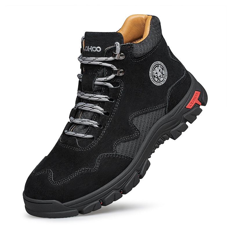 Men's Suede Work Boots - Lace-Up, Waterproof, Wide Toe Box with Arch Support