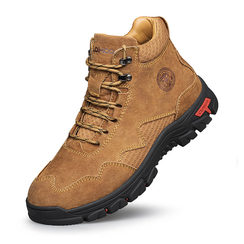 Men's Suede Work Boots - Lace-Up, Waterproof, Wide Toe Box with Arch Support