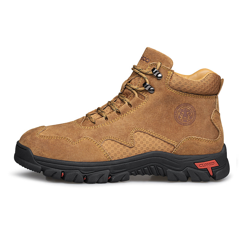 Men's Suede Work Boots - Lace-Up, Waterproof, Wide Toe Box with Arch Support
