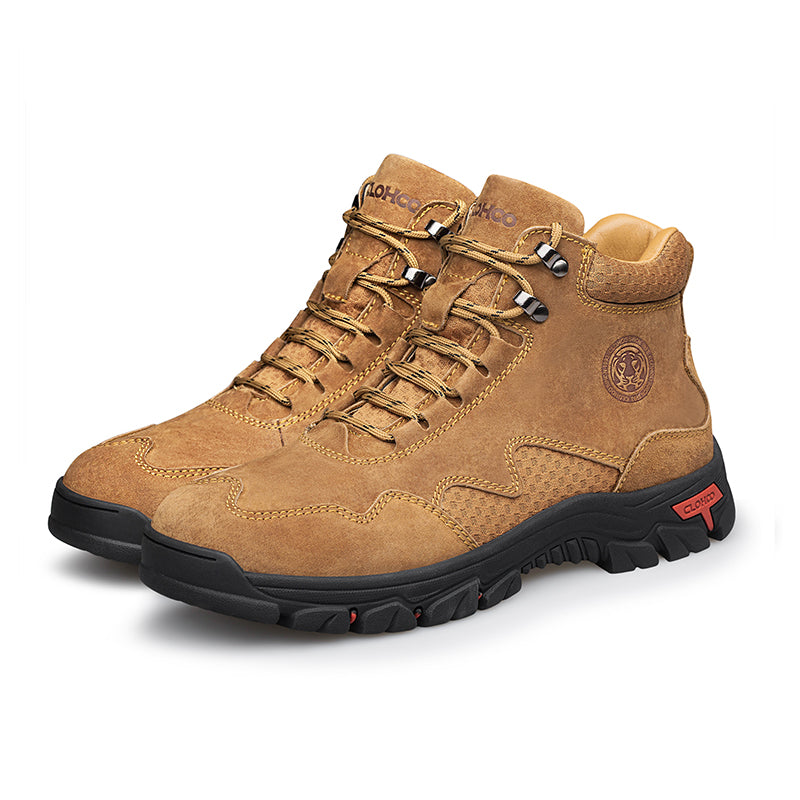 Men's Suede Work Boots - Lace-Up, Waterproof, Wide Toe Box with Arch Support