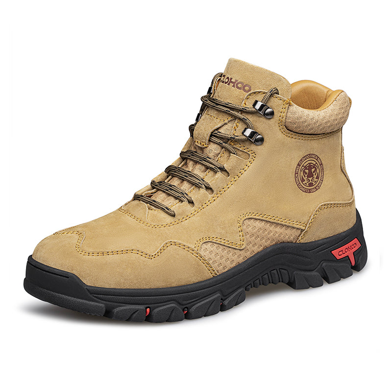 Men's Suede Work Boots - Lace-Up, Waterproof, Wide Toe Box with Arch Support