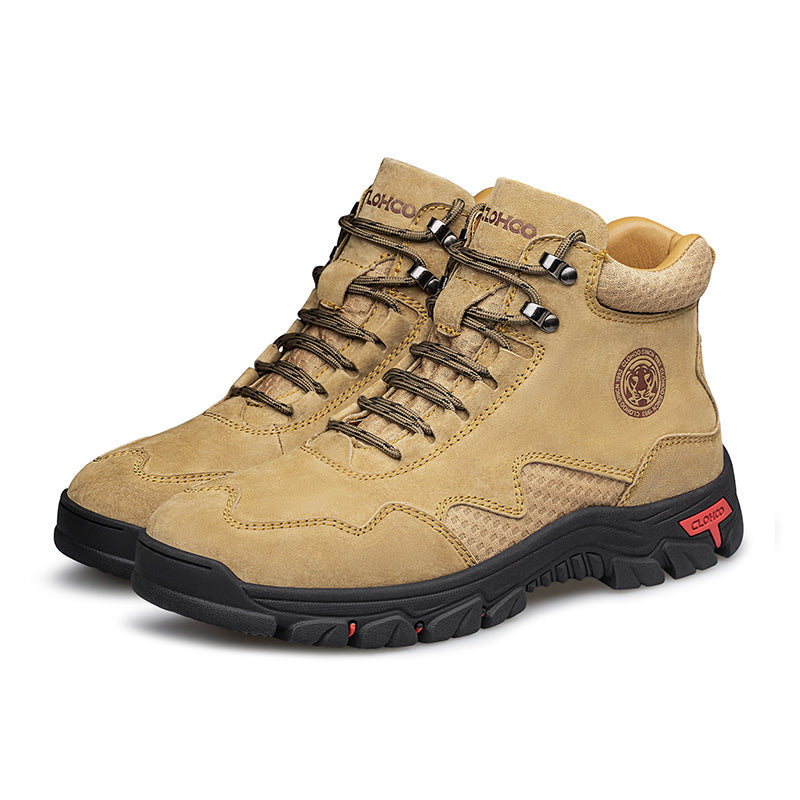 Men's Suede Work Boots - Lace-Up, Waterproof, Wide Toe Box with Arch Support