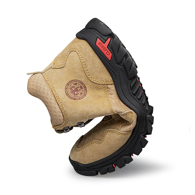 Men's Suede Work Boots - Lace-Up, Waterproof, Wide Toe Box with Arch Support