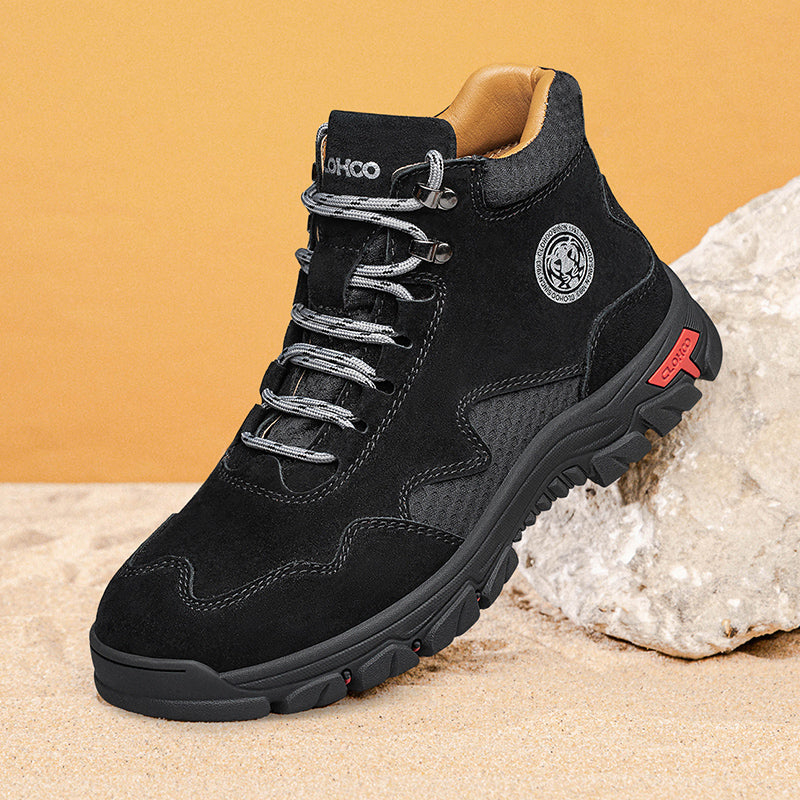 Men's Suede Work Boots - Lace-Up, Waterproof, Wide Toe Box with Arch Support