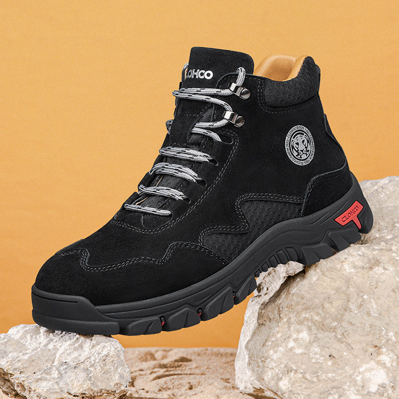 Men's Suede Work Boots - Lace-Up, Waterproof, Wide Toe Box with Arch Support