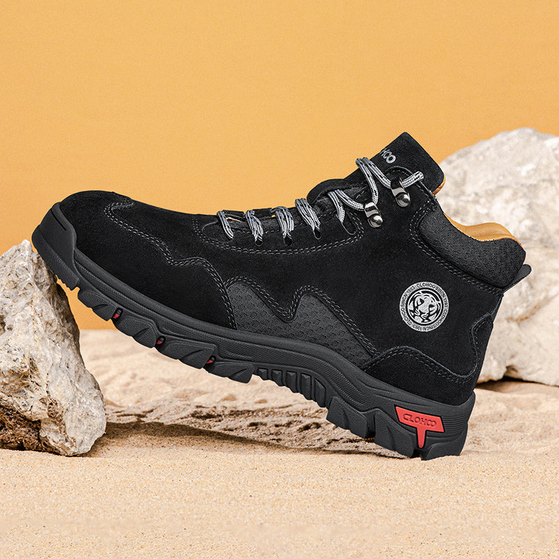 Men's Suede Work Boots - Lace-Up, Waterproof, Wide Toe Box with Arch Support