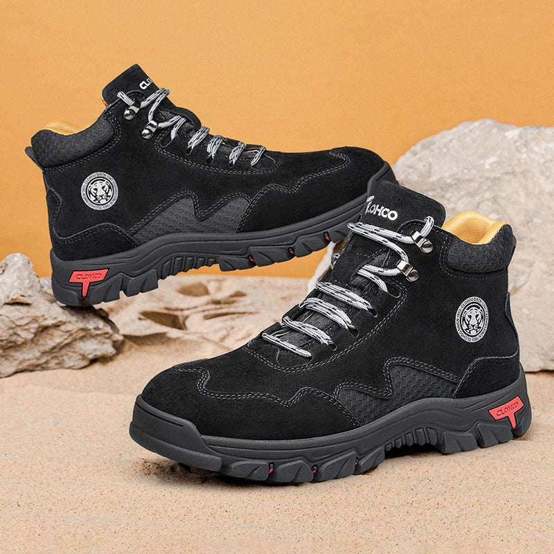 Men's Suede Work Boots - Lace-Up, Waterproof, Wide Toe Box with Arch Support