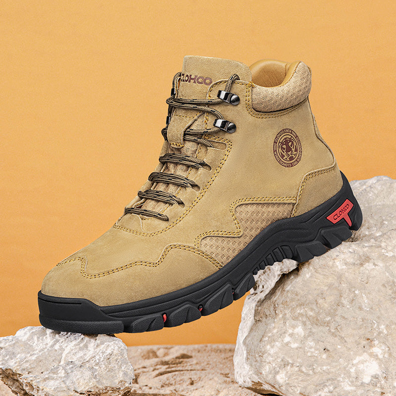 Men's Suede Work Boots - Lace-Up, Waterproof, Wide Toe Box with Arch Support