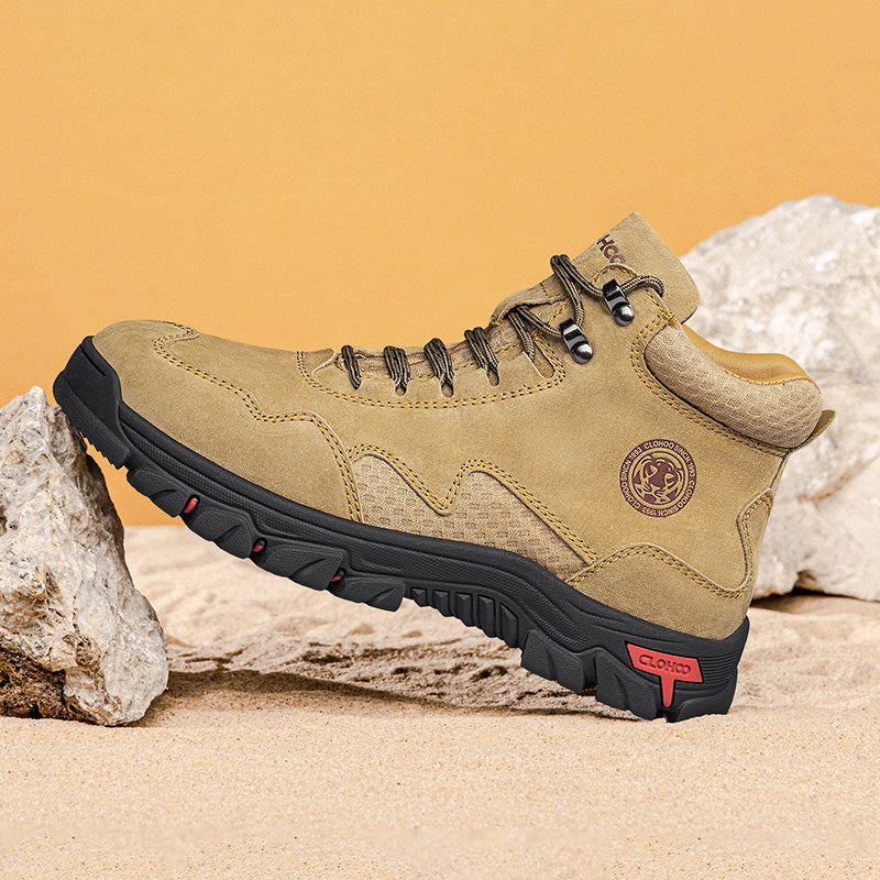 Men's Suede Work Boots - Lace-Up, Waterproof, Wide Toe Box with Arch Support
