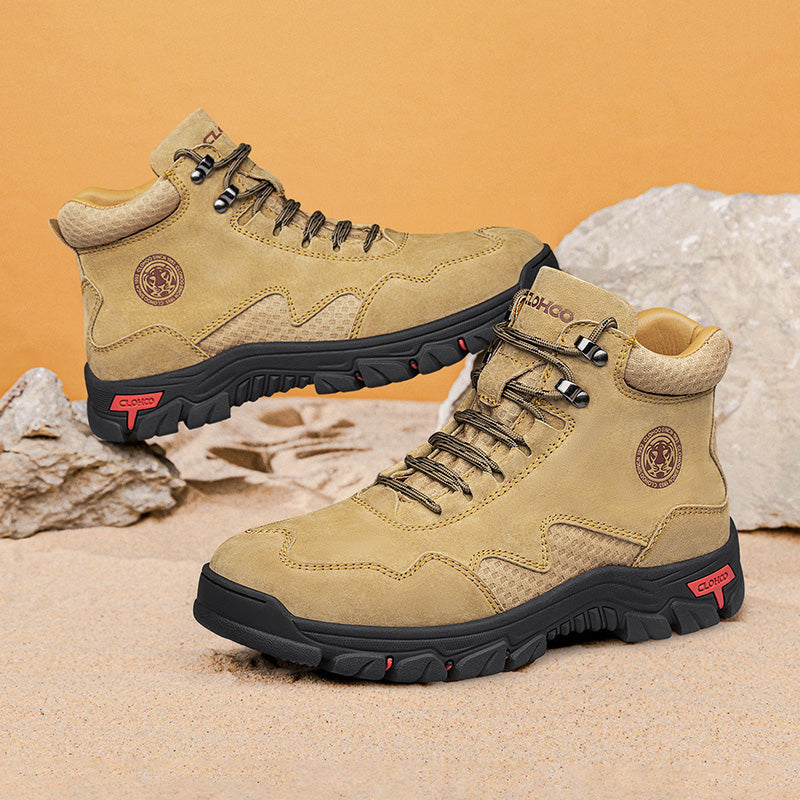 Men's Suede Work Boots - Lace-Up, Waterproof, Wide Toe Box with Arch Support