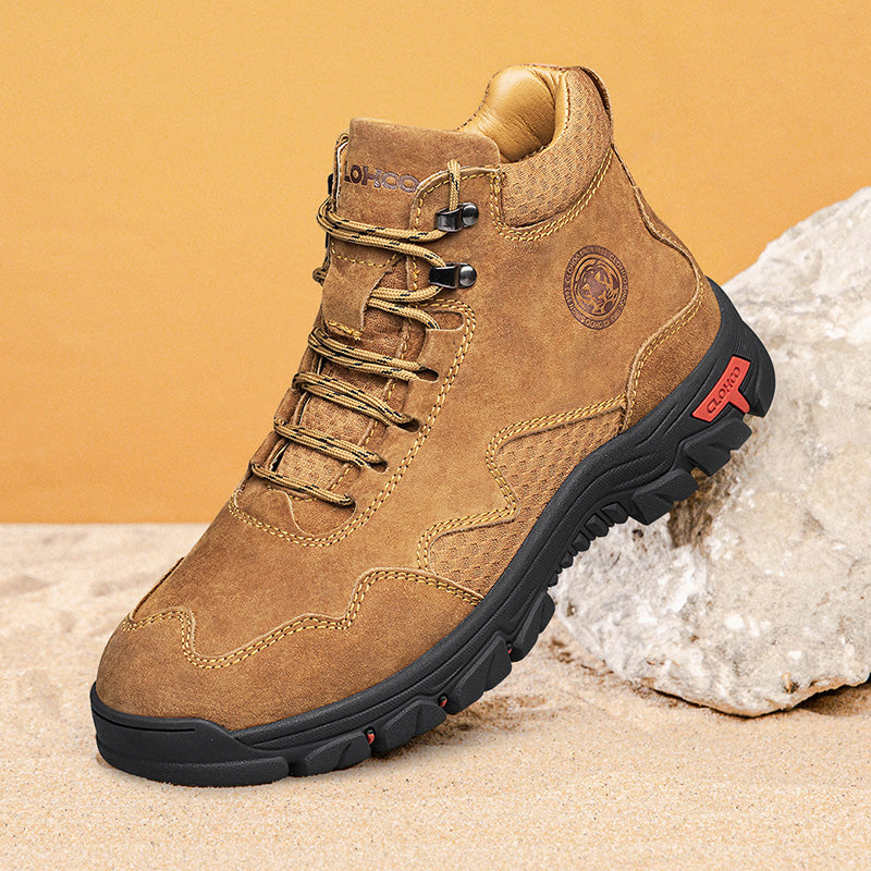 Men's Suede Work Boots - Lace-Up, Waterproof, Wide Toe Box with Arch Support