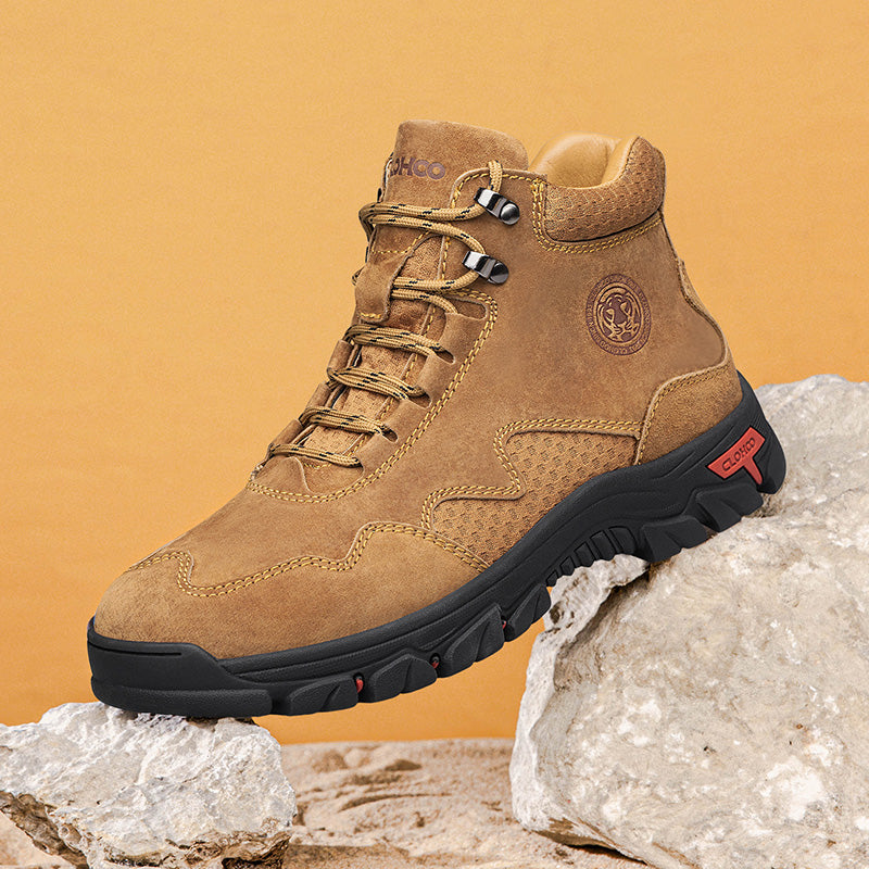 Men's Suede Work Boots - Lace-Up, Waterproof, Wide Toe Box with Arch Support