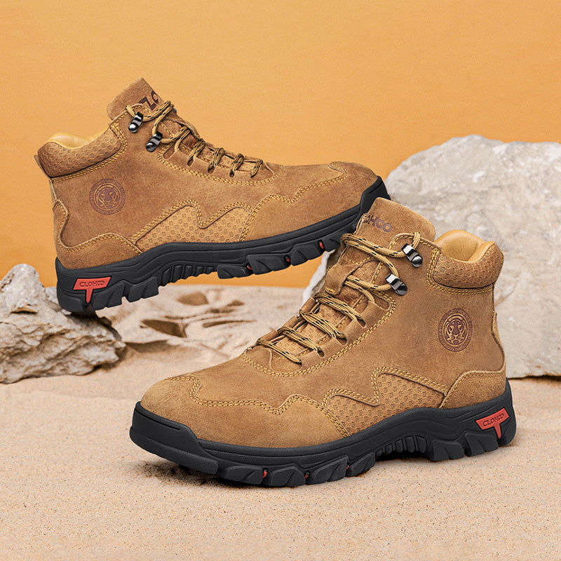 Men's Suede Work Boots - Lace-Up, Waterproof, Wide Toe Box with Arch Support