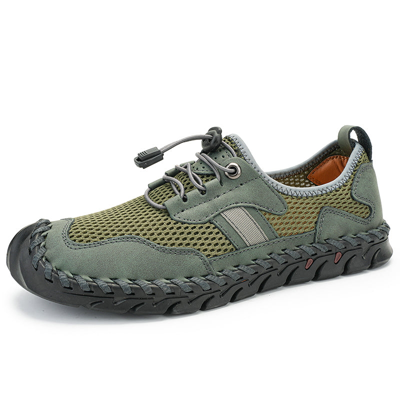 Men's Mesh Hiking Shoes - Slip-On, Breathable, Slip-Resistant, Wide Toe Box with Arch Support