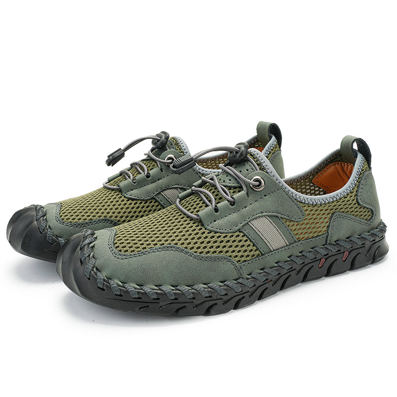 Men's Mesh Hiking Shoes - Slip-On, Breathable, Slip-Resistant, Wide Toe Box with Arch Support