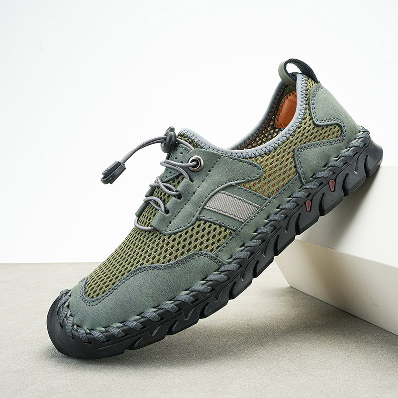 Men's Mesh Hiking Shoes - Slip-On, Breathable, Slip-Resistant, Wide Toe Box with Arch Support