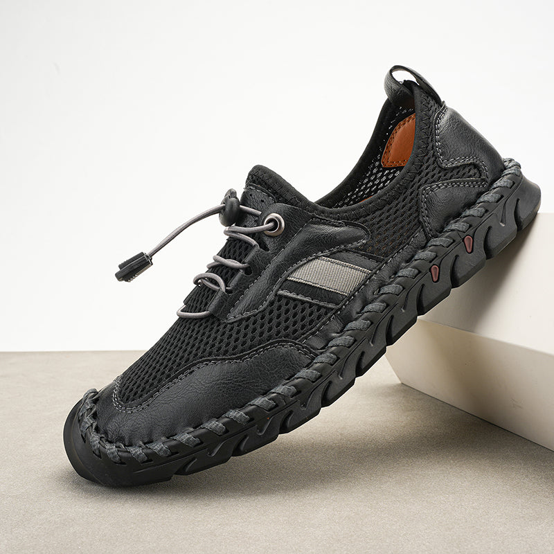 Men's Mesh Hiking Shoes - Slip-On, Breathable, Slip-Resistant, Wide Toe Box with Arch Support