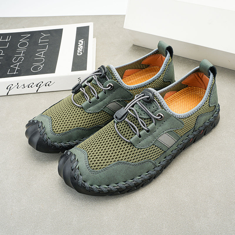 Men's Mesh Hiking Shoes - Slip-On, Breathable, Slip-Resistant, Wide Toe Box with Arch Support