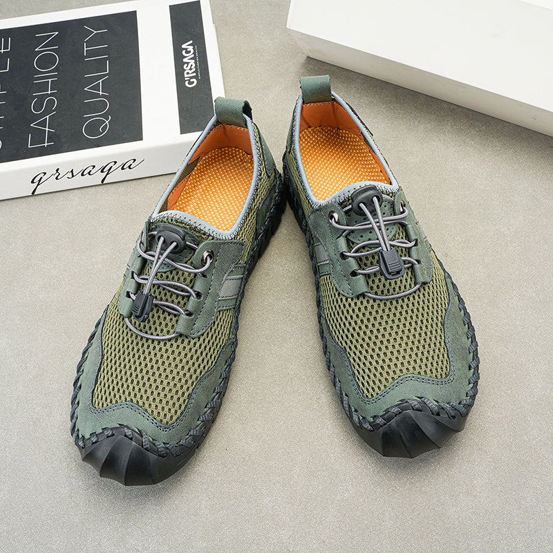 Men's Mesh Hiking Shoes - Slip-On, Breathable, Slip-Resistant, Wide Toe Box with Arch Support