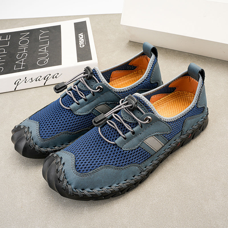 Men's Mesh Hiking Shoes - Slip-On, Breathable, Slip-Resistant, Wide Toe Box with Arch Support