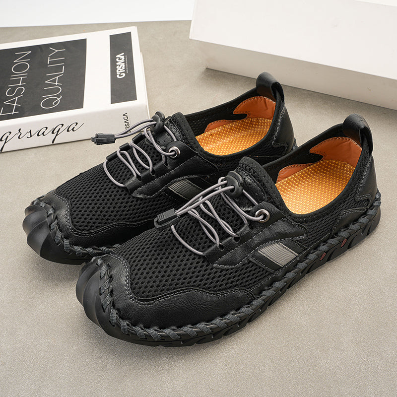 Men's Mesh Hiking Shoes - Slip-On, Breathable, Slip-Resistant, Wide Toe Box with Arch Support