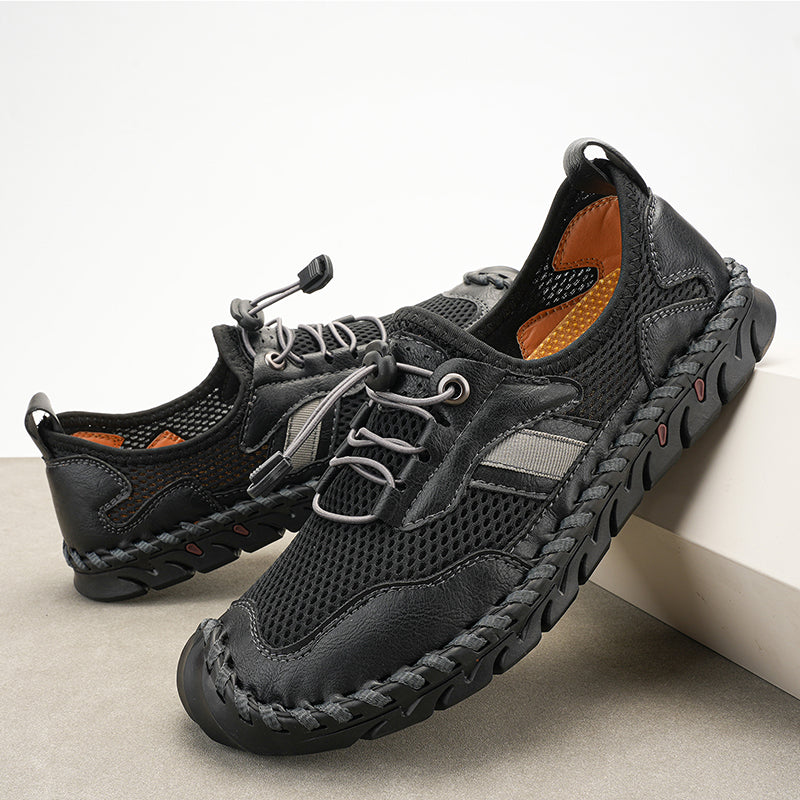 Men's Mesh Hiking Shoes - Slip-On, Breathable, Slip-Resistant, Wide Toe Box with Arch Support