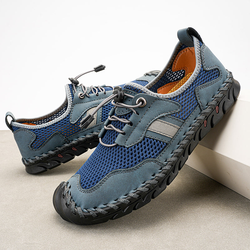 Men's Mesh Hiking Shoes - Slip-On, Breathable, Slip-Resistant, Wide Toe Box with Arch Support