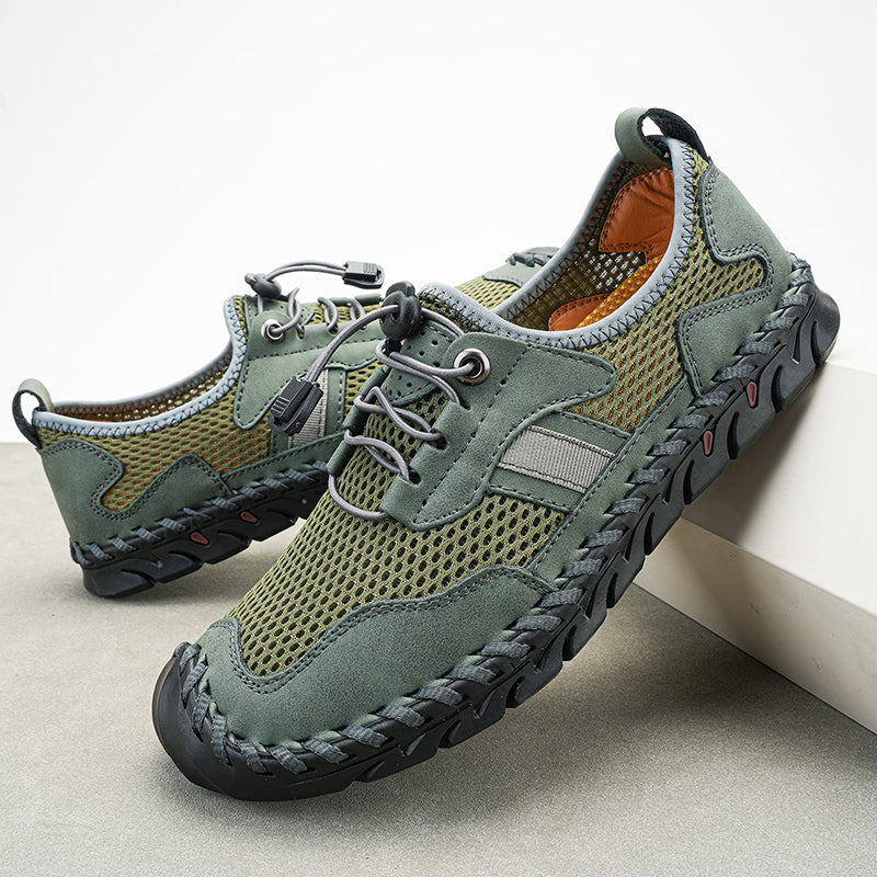Men's Mesh Hiking Shoes - Slip-On, Breathable, Slip-Resistant, Wide Toe Box with Arch Support