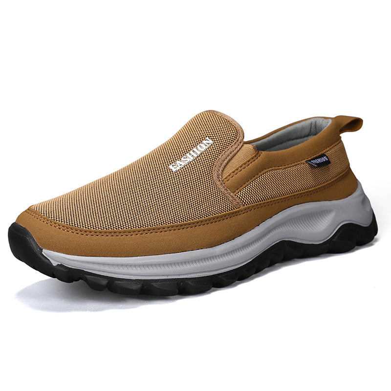 Men's Mesh Walking Shoes - Slip-On, Cushioned, Wide Toe Box with Arch Support