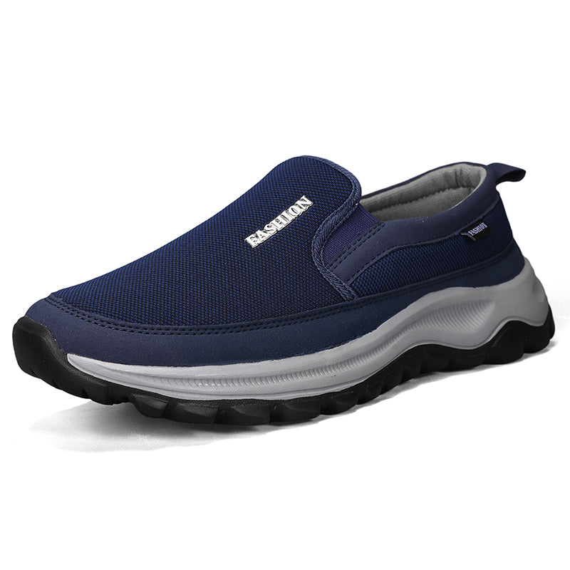 Men's Mesh Walking Shoes - Slip-On, Cushioned, Wide Toe Box with Arch Support