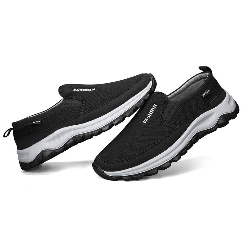 Men's Mesh Walking Shoes - Slip-On, Cushioned, Wide Toe Box with Arch Support