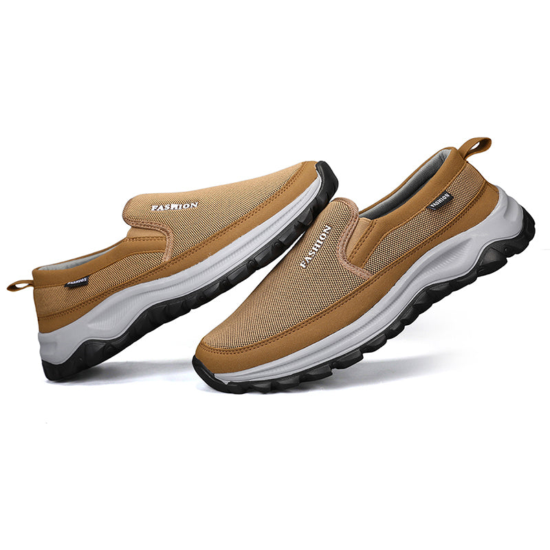 Men's Mesh Walking Shoes - Slip-On, Cushioned, Wide Toe Box with Arch Support