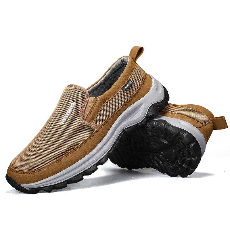 Men's Mesh Walking Shoes - Slip-On, Cushioned, Wide Toe Box with Arch Support