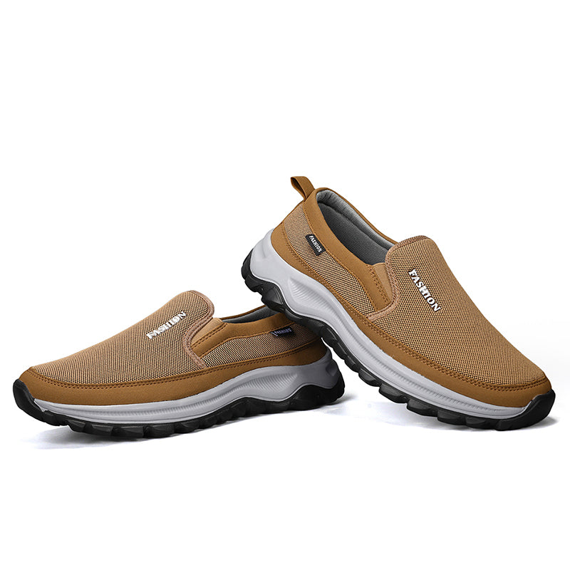 Men's Mesh Walking Shoes - Slip-On, Cushioned, Wide Toe Box with Arch Support