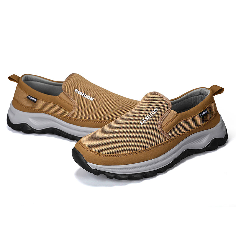 Men's Mesh Walking Shoes - Slip-On, Cushioned, Wide Toe Box with Arch Support